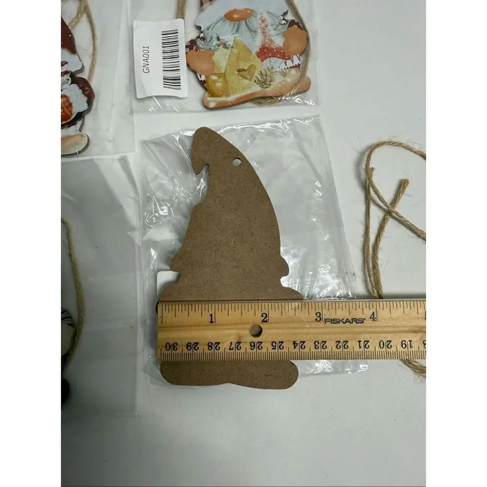 Set of 4 Gnomes Decorations Christmas Tree Wooden Ornaments
